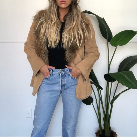 {St. John’s Bay} leather fur collar coat - Picture 6 of 12